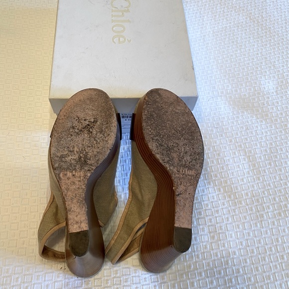Chloe Linen & Leather Slingback Wedges - Picture 4 of 6